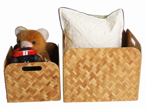 2pc pressed bamboo storages foldable
